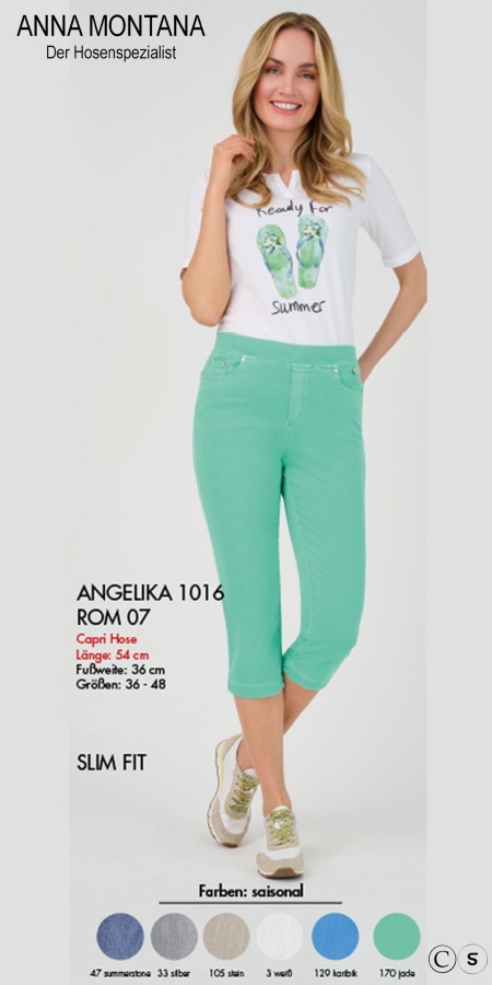 Reduziert Angelika 1016 Jump In / eine 7/8 Capri-Jeans / Schlupfform mit schmalem Bein / ANNA MONTANA